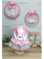 CÓD F076 - VESTIDO PÁSCOA ORELHUDO BRANCO