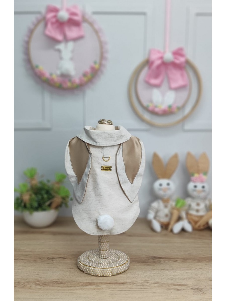 CÓD F079 - CAMISA PÁSCOA LINHO ORELHUDA CAMEL