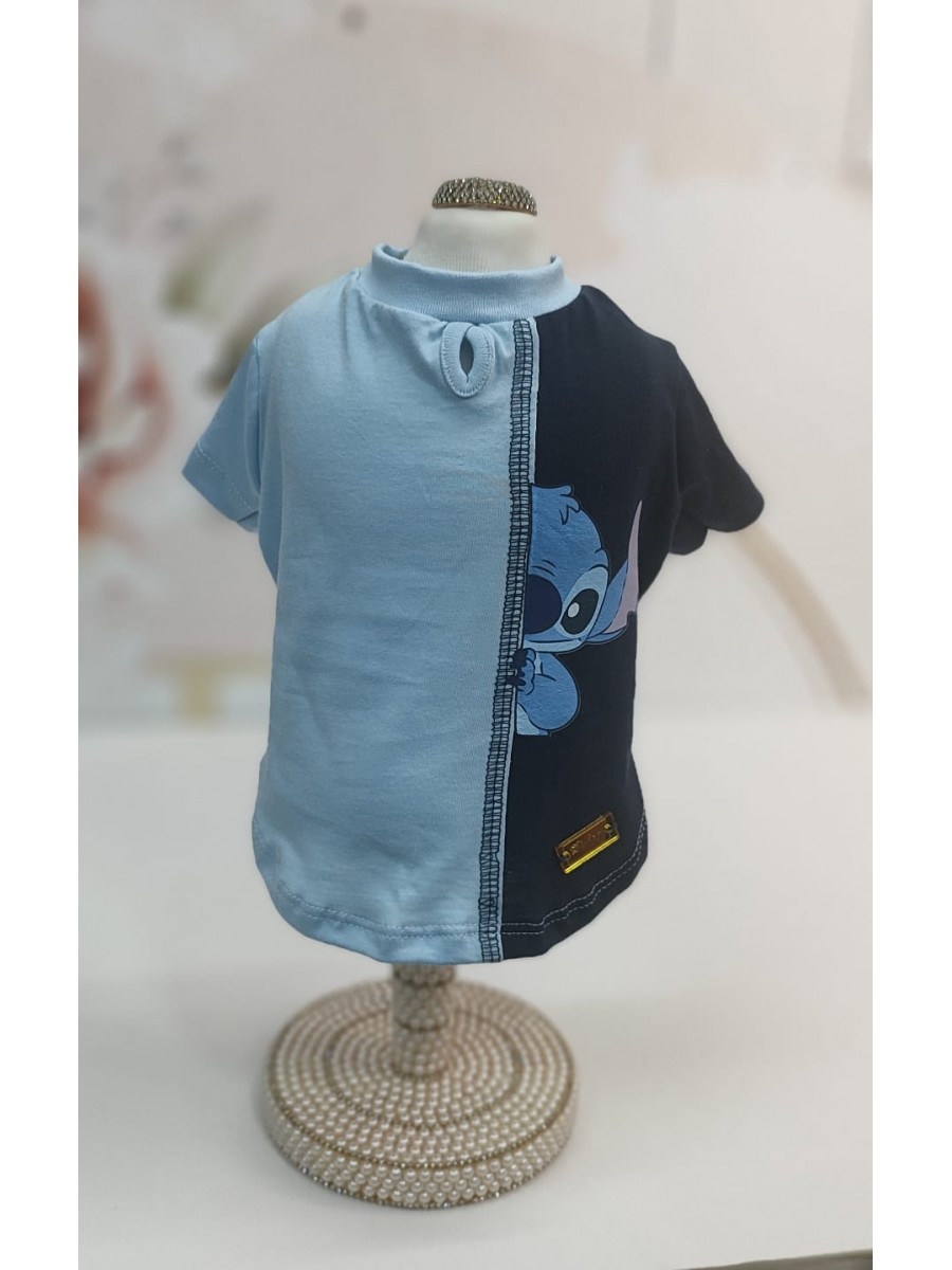 CÓD F049 - T-SHIRT STITCH AZUL/MARINHO