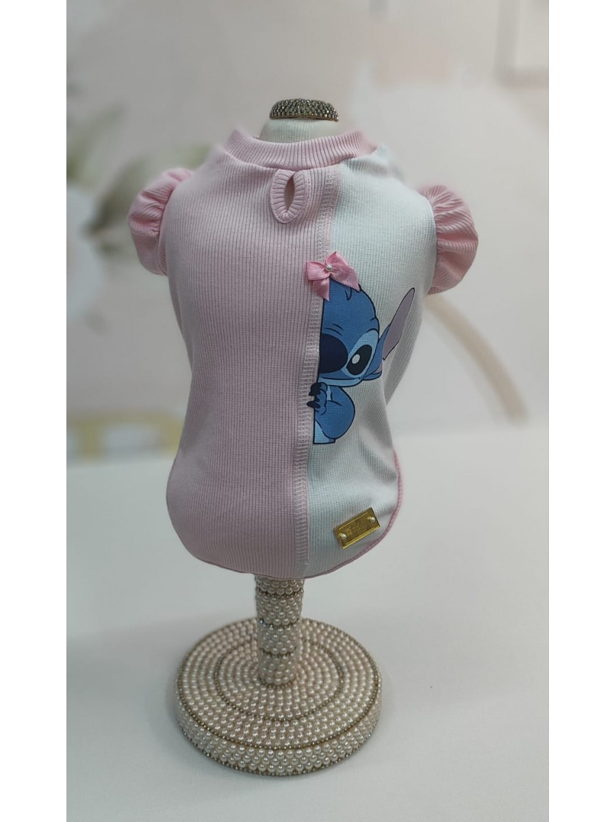 CÓD F050 - BABY LOOK ROSA STITCH