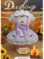 CÓD J028 - JARDINEIRA FAZENDEIRA XADREZ LAVANDA