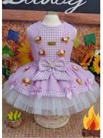 CÓD J030 - VESTIDO XADREZ POÁ LAVANDA
