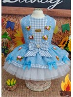 CÓD J031 - VESTIDO XADREZ POÁ AZUL