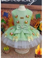 CÓD J032 - VESTIDO XADREZ POÁ VERDE