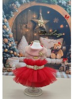 CÓD N147 - VESTIDO LOVELY DOURADO/VERMELHO