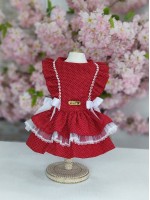 CÓD 0997 - VESTIDO DOCE INFÂNCIA POÁ VERMELHO.