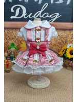 CÓD J019 - JARDINEIRA FAZENDEIRA XADREZ VERMELHO