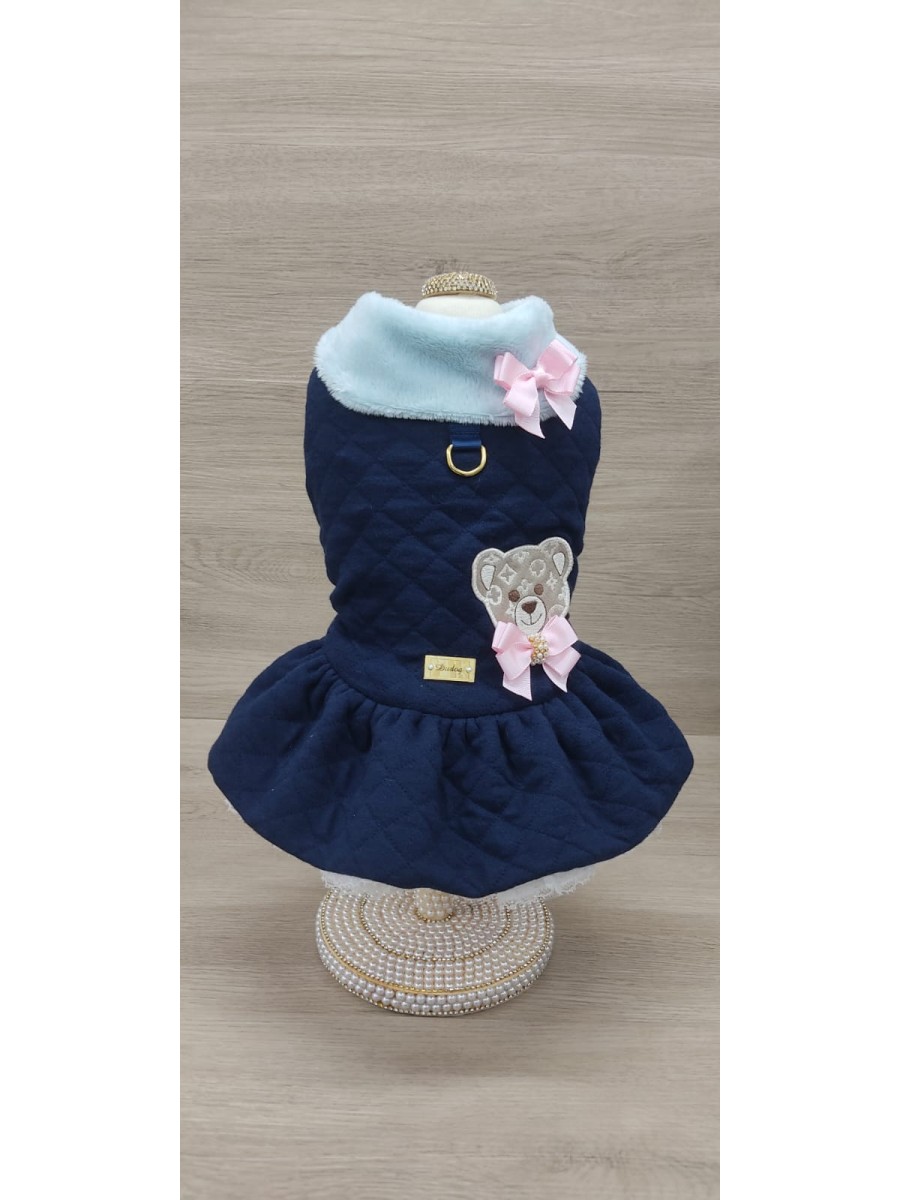 CÓD 1118 - VESTIDO TEDDY AZUL MARINHO