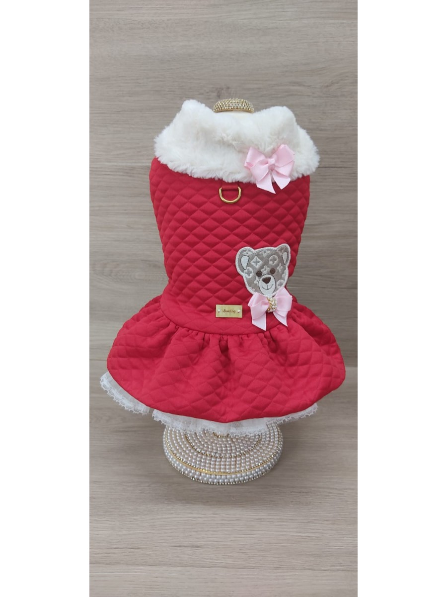 CÓD 1119 - VESTIDO TEDDY VERMELHO