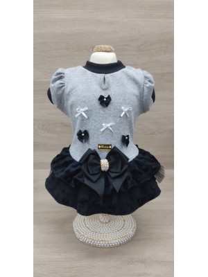 CÓD 1121 - VESTIDO MESCLA PRETO BUBBLE