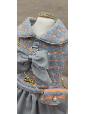 CÓD 1122 - VESTIDO BOLSA CORAÇÕES CINZA