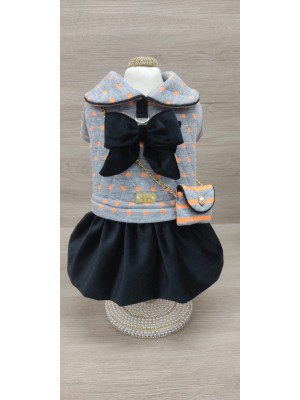 CÓD 1123 - VESTIDO BOLSA CORAÇÕES PRETO