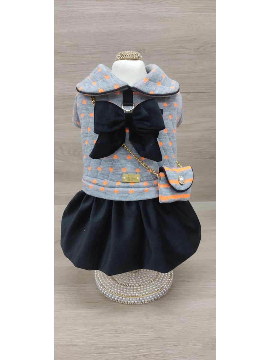 CÓD 1123 - VESTIDO BOLSA CORAÇÕES PRETO