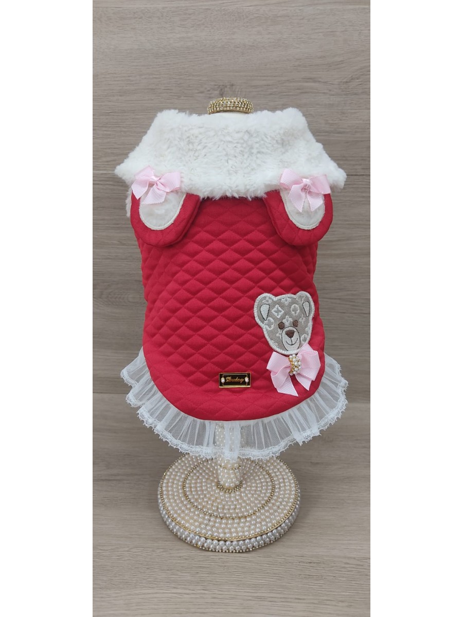 CÓD 1127 - CASACO TEDDY VERMELHO FÊMEA