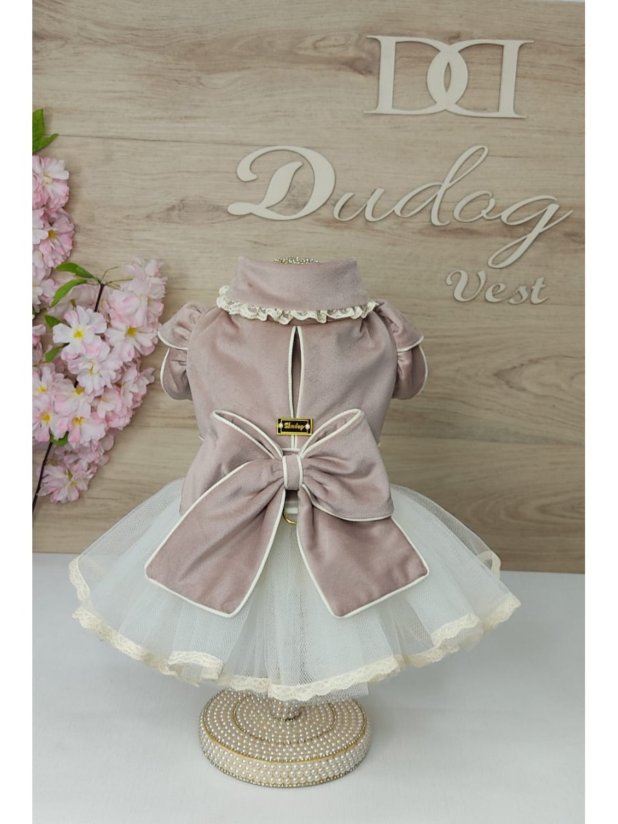 CÓD 1024 - VESTIDO VELUDO ROSE/MANGA TULIPA
