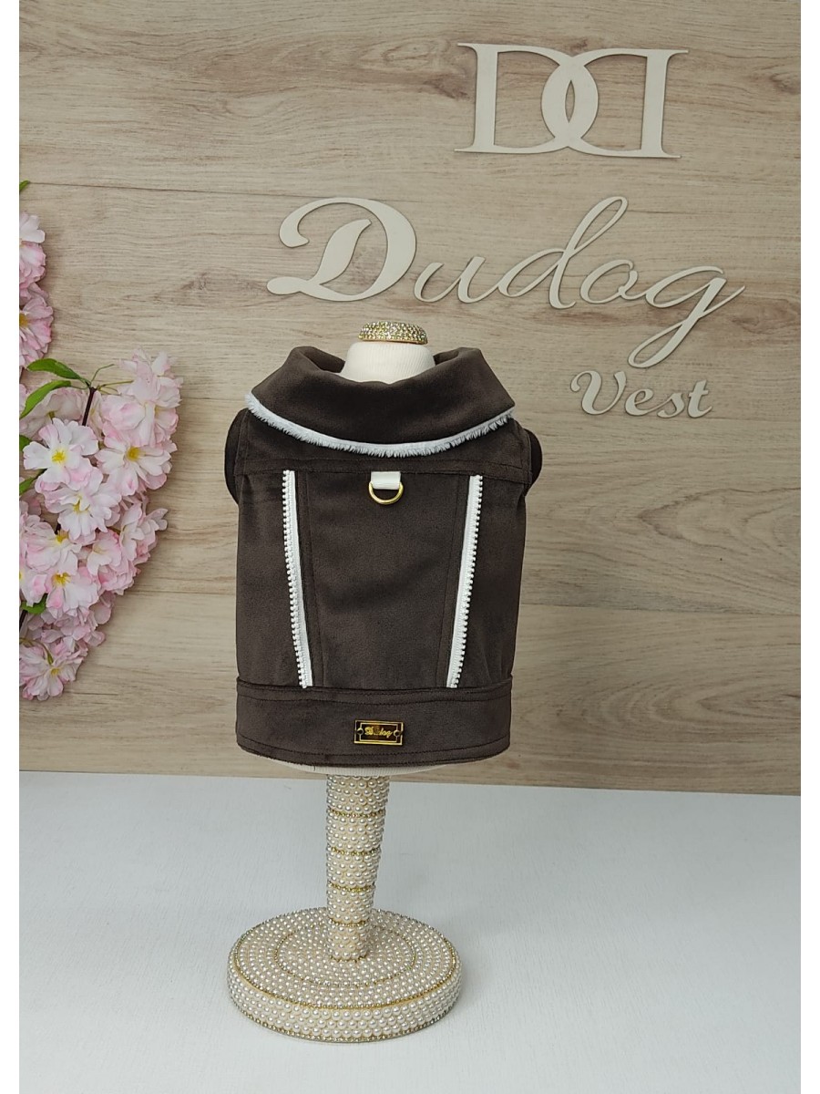 CÓD 1023 - JAQUETA VELUDO MARROM/ZÍPER