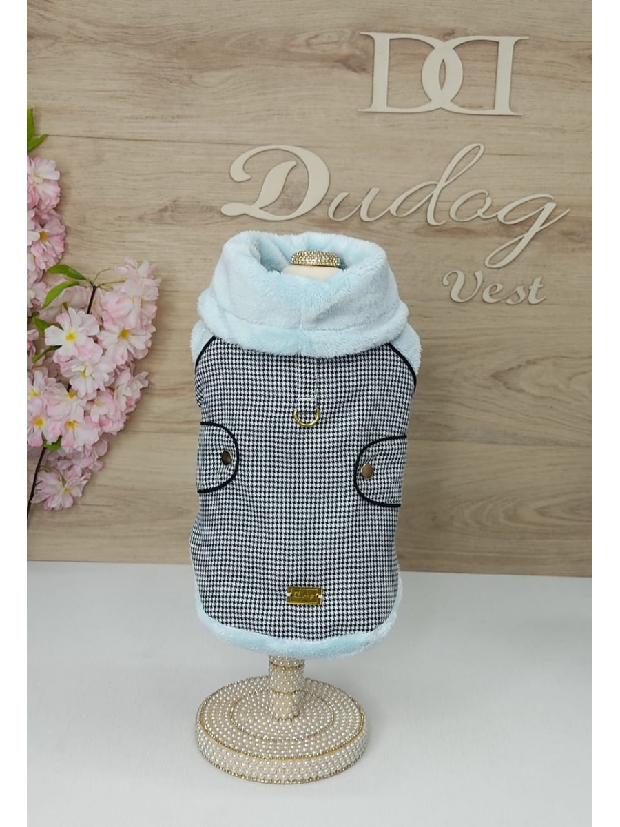 CÓD 1028 - CASACO PIED DE POULE/PELÚCIA TIFFANY GOLA REGULÁVEL