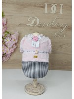 CÓD 1029 - CASACO PIED DE POULE/PELÚCIA ROSA