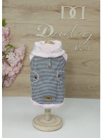 CÓD 1030 - CASACO PIED DE POULE/PELÚCIA ROSA GOLA REGULÁVEL