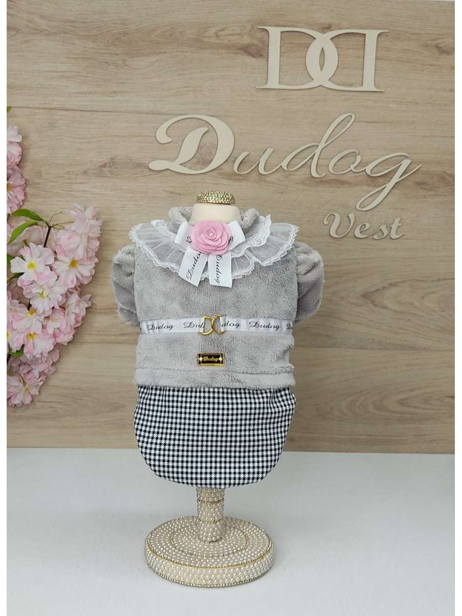 CÓD 1031 - CASACO PIED DE POULE/PELÚCIA GRAY