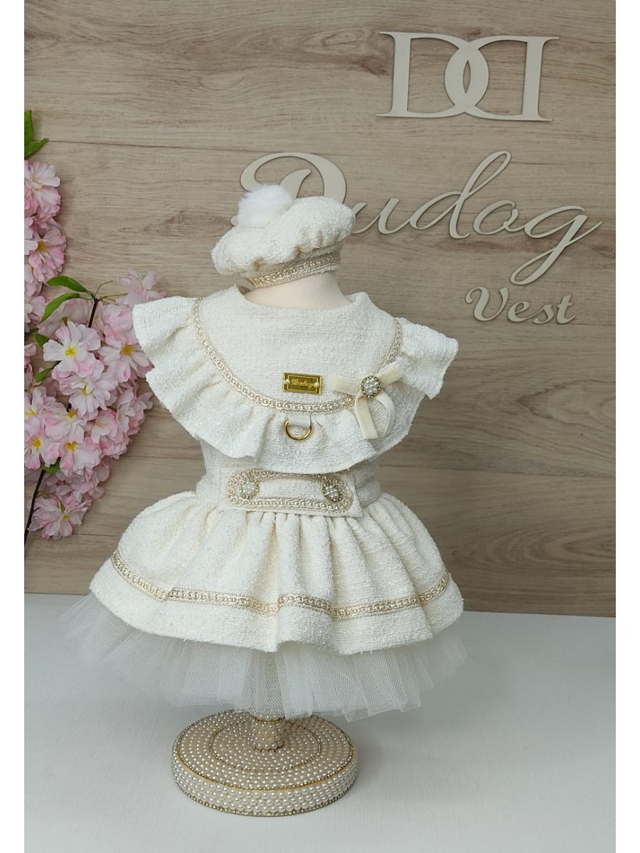 CÓD 1038 - VVESTIDO TWEED OFF WHITE