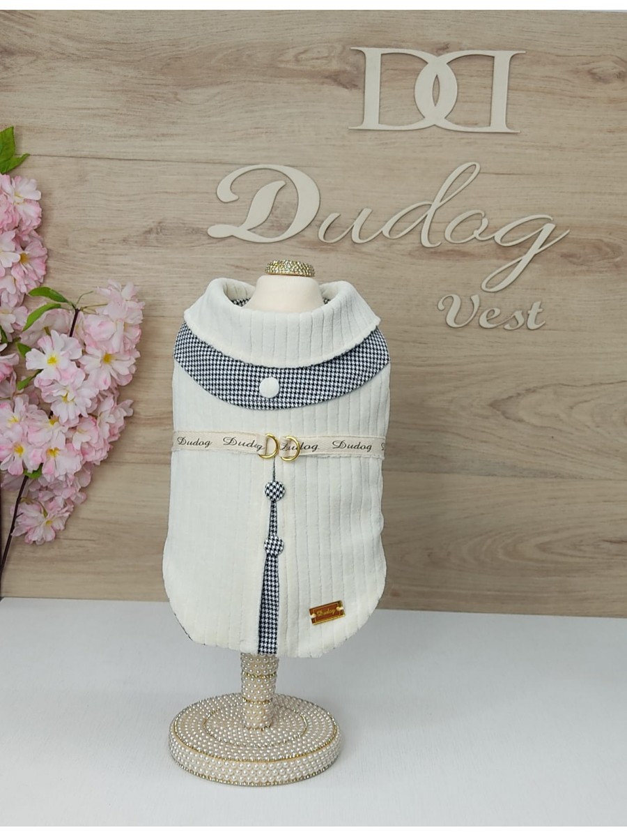 CÓD 1044 - CASACO PLUSH LISTRADO OFF WHITE