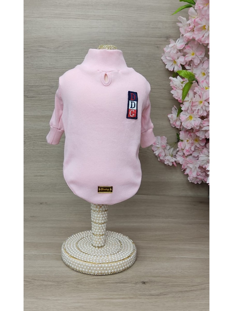 CÓD 1064 - T-SHIRT MANGA LONGA CANELADA ROSA