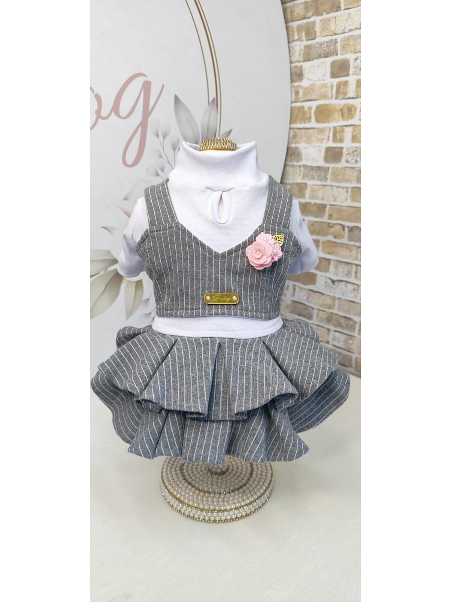 CÓD 0938 - VESTIDO DELICATE RISCA DE GIZ/BRANCO