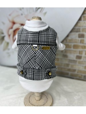 CÓD 0921 - JAQUETA DELICATE PRETA/BLUSA BRANCA