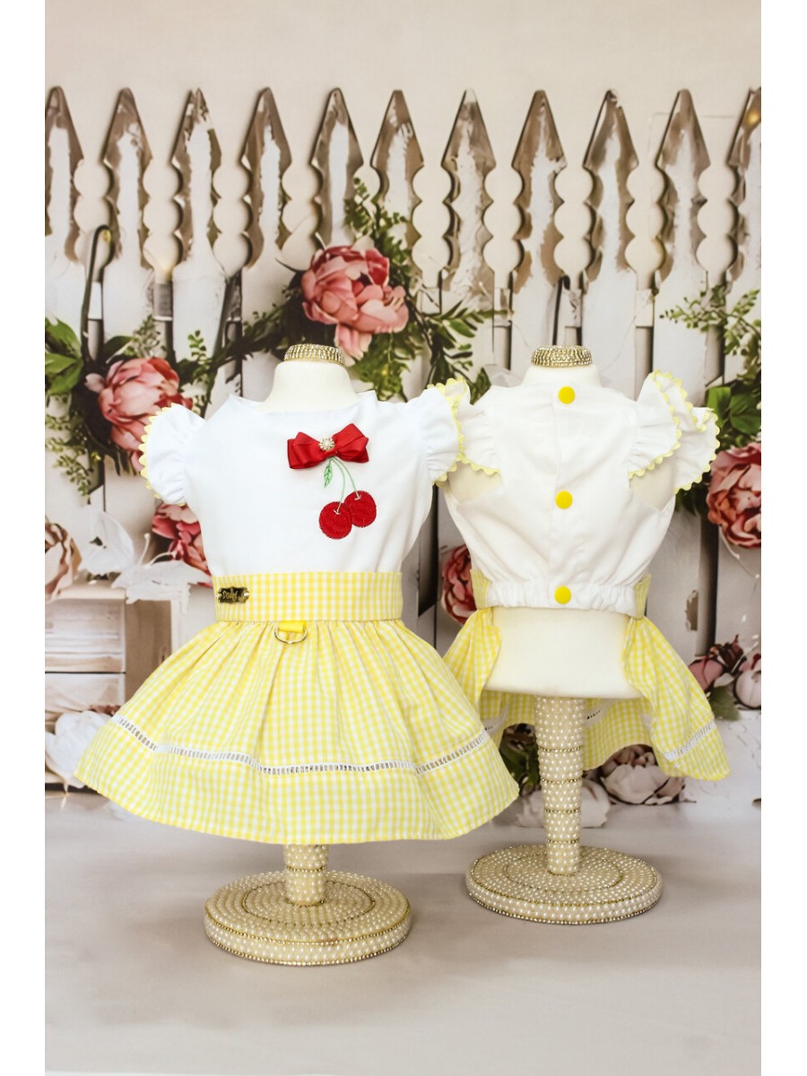 CÓD 0864 - VESTIDO CEREJINHA/AMARELO