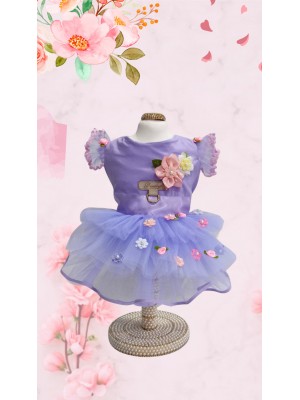 CÓD F031 - VESTIDO LILÁS/FLOWERS