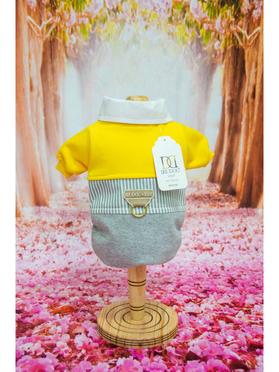 CÓD 0732 - MOLETOM AMARELO / LISTRAS / MESCLA
