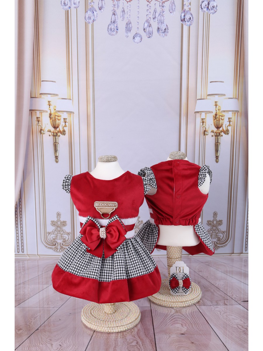 CÓD 0751 - VESTIDO PIED / VELUDO VERMELHO