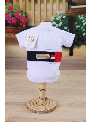 CÓD 0587 - CAMISETA BRANCA/AZUL/VERMELHA