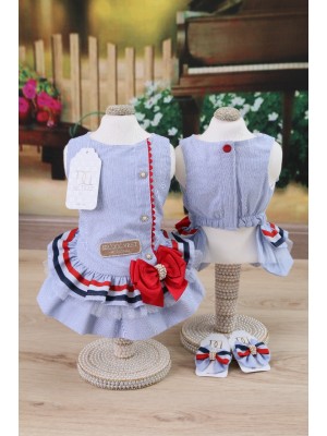 CÓD 0593 - VESTIDO TALITA AZUL/FITA