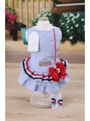 CÓD 0593 - VESTIDO TALITA AZUL/FITA