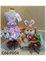 CÓD P004 - VESTIDO PÁSCOA/LISTRA AZUL