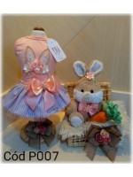 CÓD P007 - VESTIDO SALMÃO PÁSCOA/LISTRA AZUL