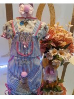 CÓD P010 - JARDINEIRA LISTRA/ROSA AZUL