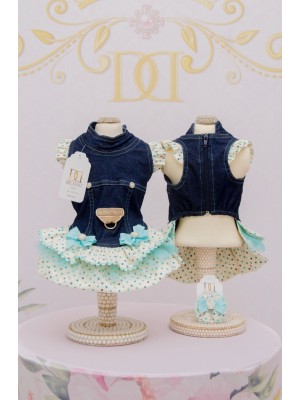 CÓD 0616 - VESTIDO JEANS POÁ VERDE