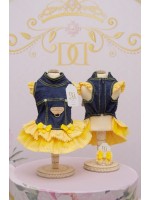 CÓD 0618 - VESTIDO JEANS XADREZ AMARELO