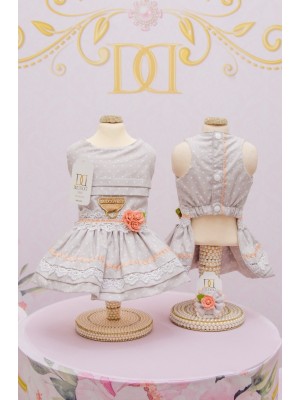 CÓD 0623 - VESTIDO ROMANTIC CINZA